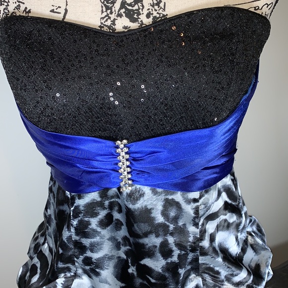Deb Strapless Homecoming Cocktail Dress Animal print Satin, Sequined - Picture 4 of 14